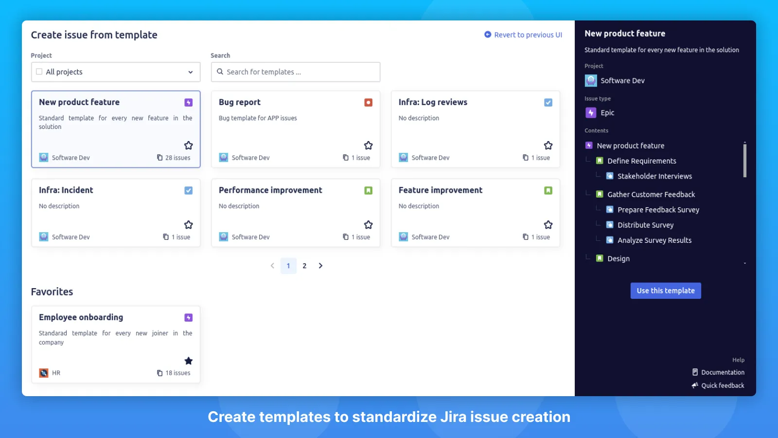 Issue Templates for Jira Cloud screenshot, Jira app by OST Labs