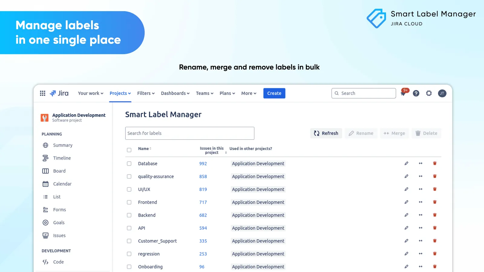 Smart Label Manager for Jira screenshot, Jira app by OST Labs